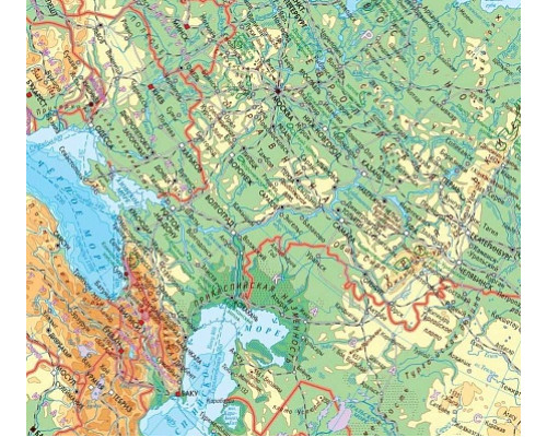 Физическая настенная карта РФ 8 млн. (116х77см.)