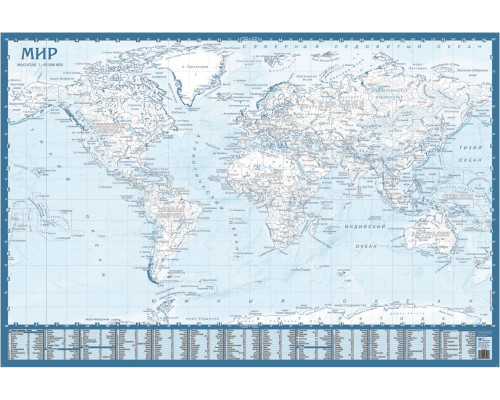 Настенная контурная карта мира (90х60см.)