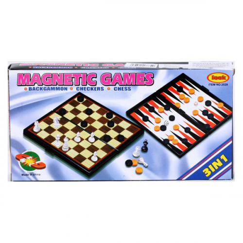 Настольная игра 3 в 1 Шахматы, Шашки, Нарды (магнитные)