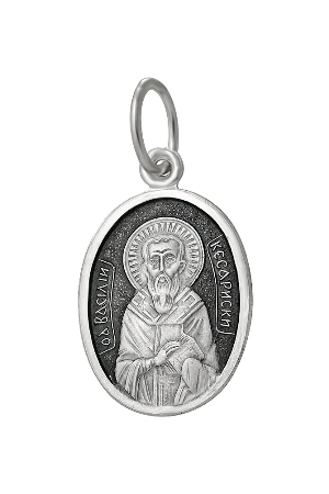 5-155-3 Образ (Свт. Василий Великий Кесарийский) из серебра частично черненый штампованный