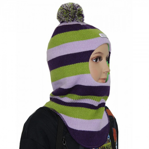 Шапка-шлем для девочки зимняя Тенея Олдос черника/салатовый