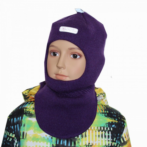 Шапка-шлем зимняя для девочки Глория Олдос фиолетовая