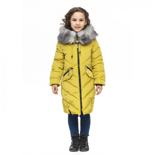 Пальто зимнее для девочки Наташа Disveya горчица