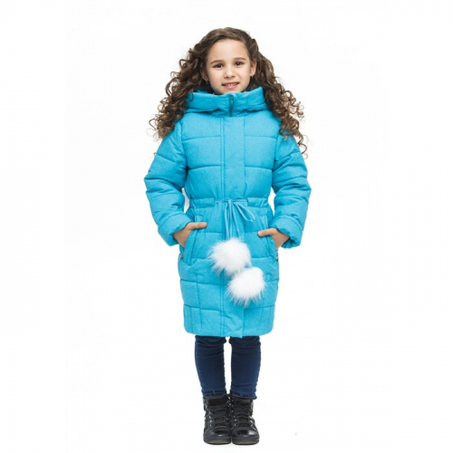 Пальто зимнее для девочки Жужа Disveya бирюза