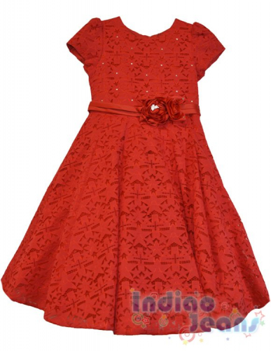 Пышное красное платье с принтом -звезды