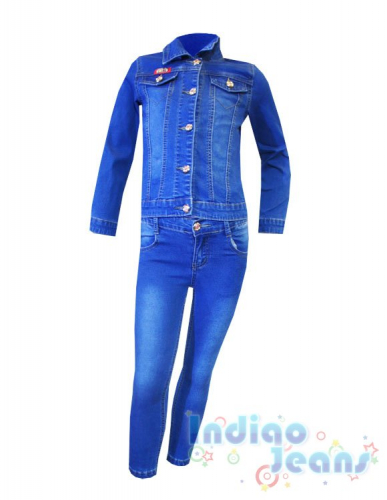 Практичный джинсовый костюм для девочек