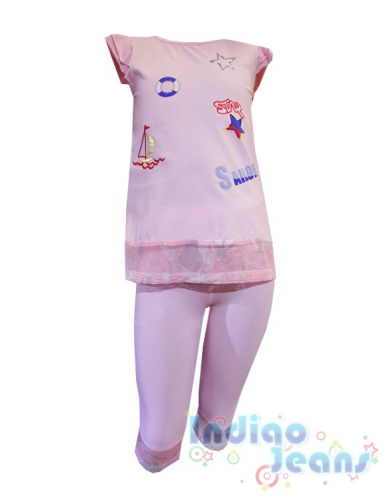 Летний костюм (туника+леггинсы), для девочек