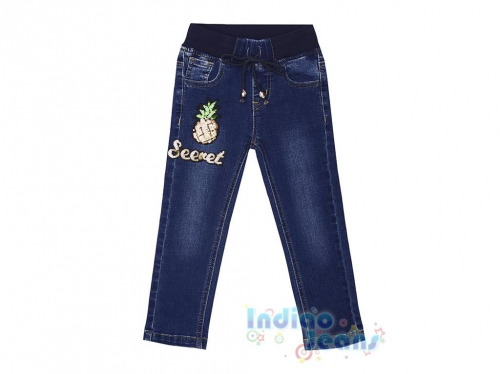 Стильные джинсы с ярким принтом, для девочек, арт. i34288