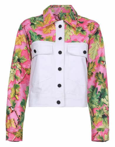 Куртка джинсовая женская (белый/розовый)