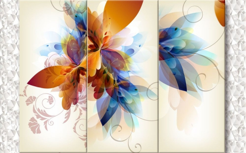 3 D обои Объемный триптих с абстрактными цветами
