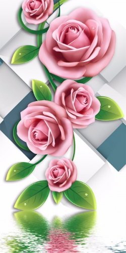 3D ФОТООБОИ «Объемные розовые розы»