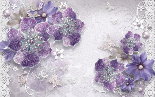3 D обои Ювелирные фиолетовые цветы