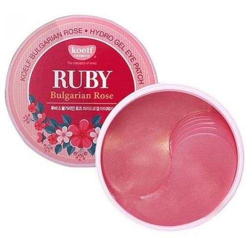 Гидрогелевые патчи для кожи вокруг глаз с рубиновой пудрой и розовым маслом KOELF Ruby Bulgarian Rose Hydro Gel Eye Patch 60шт