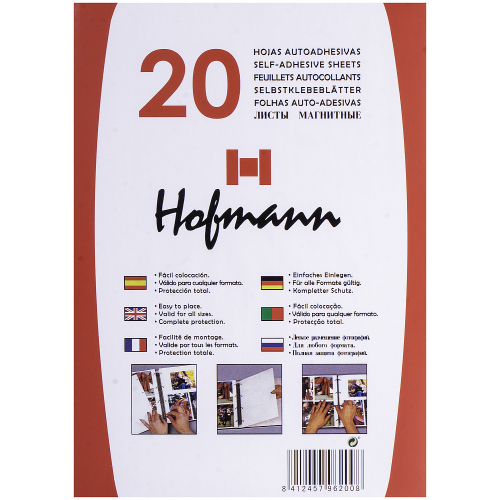 Запасной блок Hofmann 20 магнитных листов 21x30 для альбомов с кольцами 9620