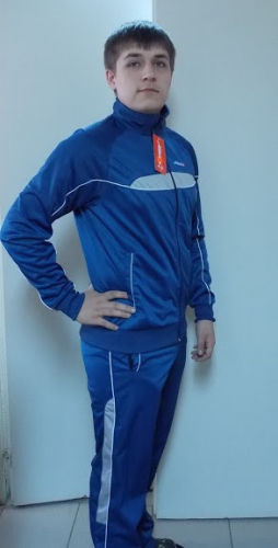 Мужской спортивный костюм 5-я моддель 3 синий с серыми вставками