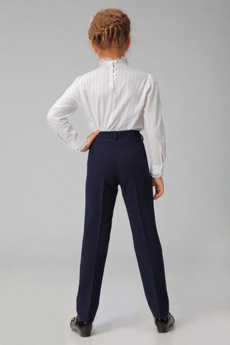 Синие школьные брюки для девочки, модель 0401