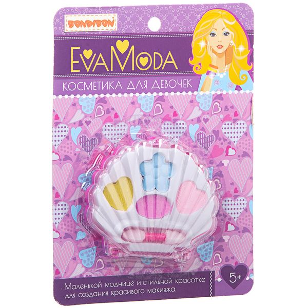 Набор детской декорат. косметики Bondibon Eva Moda, CRD 12,6х17,2 см, ракушка с тенями для век (4 от