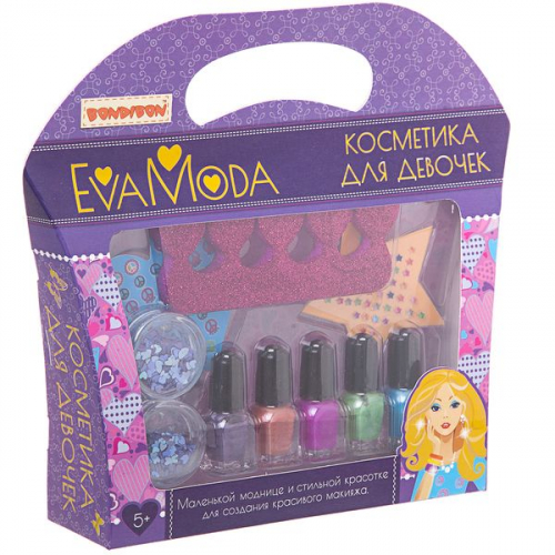 Набор детской декорат. косметики Bondibon Eva Moda, BOX 20,6х19 см, лаки для ногтей (5 цветов; 4,5г)