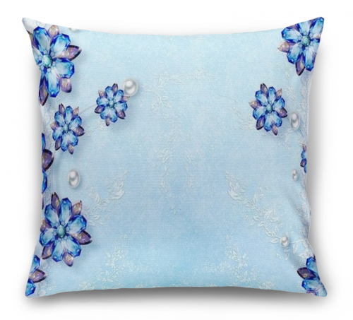 Подушка Драгоценные цветы на голубом фоне