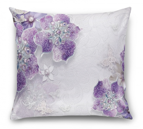 Подушка Ювелирные фиолетовые цветы
