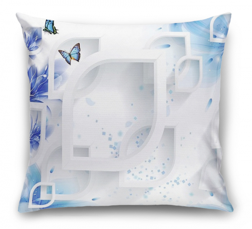 Подушка Синие цветы с бабочками