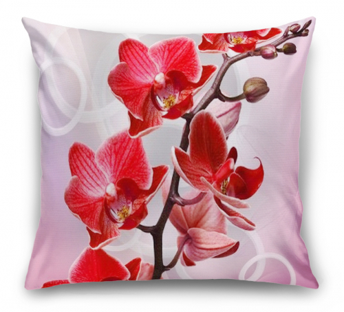 Подушка Красная орхидея с кольцами