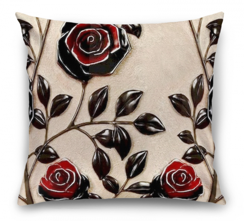 Подушка Черные розы под керамику