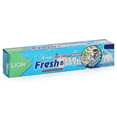 LION Thailand Fresh & White Паста зубная отбеливающая супер прохладная мята 160 г