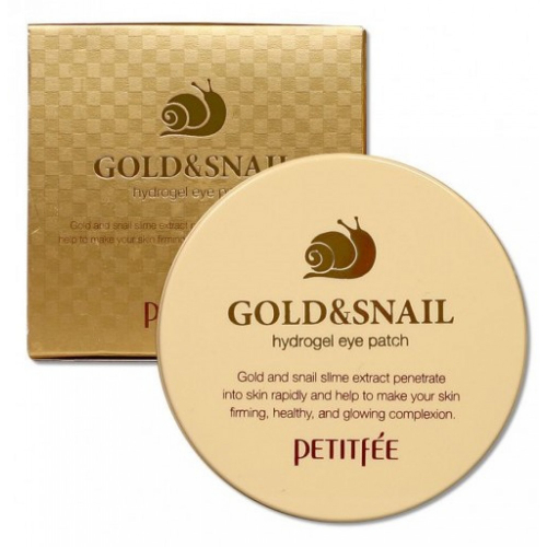 Гидрогелевые патчи для глаз с муцином улитки и золотом Petitfee Gold Snail Hydrogel Eye Patch 60шт