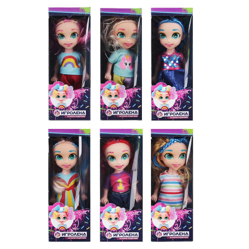 ИГРОЛЕНД Кукла с цветными волосами, 15 см, пластик, полиэстер, 6х17, 5х5см, 6 дизайнов