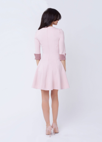 180318B Розовое мини-платье с рукавами