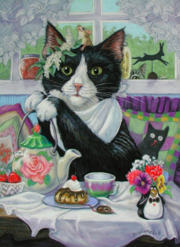 Картина по номерам 40х50 - Чаепитие с котом