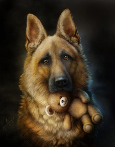 Картина по номерам 40х50 - Игривый пёс