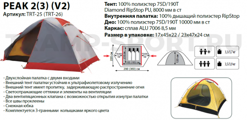 TRT-25 Tramp палатка Peak 2 (V2)