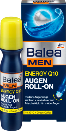 Balea MEN Augencreme energy Q10 Augen Roll On Крем для глаз шариковый, с гиалуроновой кислотой и зелёным кофе, 15 мл