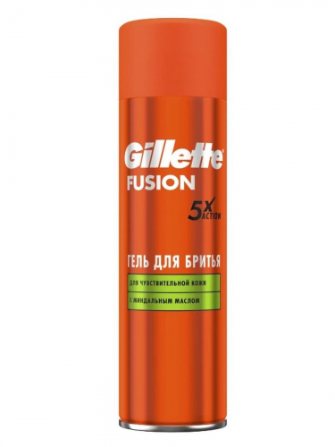 Gillette Гель для бритья Fusion (200мл)для Чувствительной Кожи с Миндальн.маслом