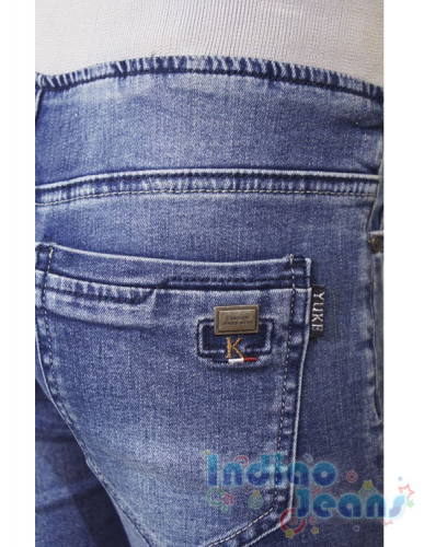 Стильные зауженные джинсы , на мягкой резинке, для мальчиков