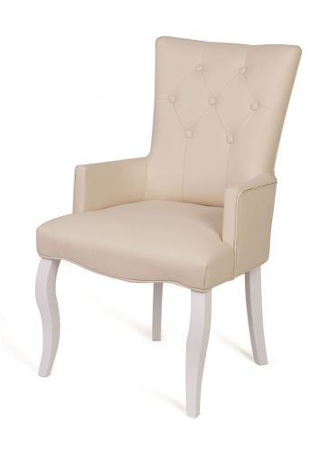 Кресло Викторрия (эмалль беллая  кожзам 4 кремовый)