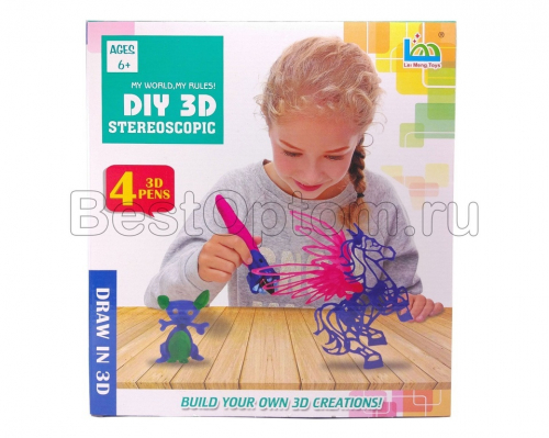 Детская 3D ручка DIY 3D (4 цвета) оптом (6+)