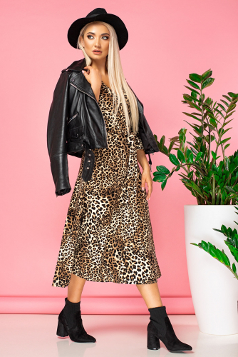 Леопардовое платье с запахом