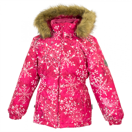 Куртка для девочек MARII, фуксиа с принтом 82063, размер 98