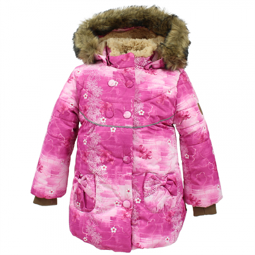 Куртка для девочек OLIVIA, фуксиа с принтом 71363, размер 80