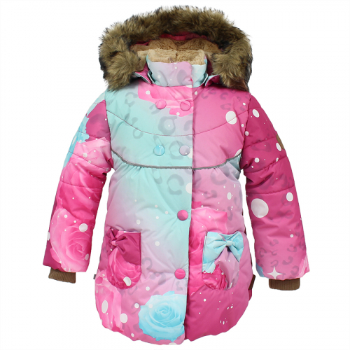 Куртка для девочек OLIVIA, фуксиа с принтом 71763, размер 80