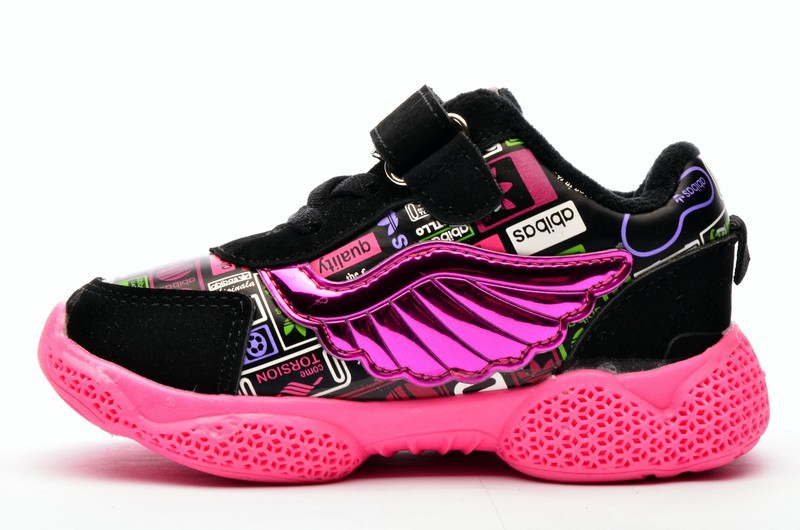 Мышонок A96-1 Кроссовки детские чер-фуксия иск кожа+иск велюр, подклад байка