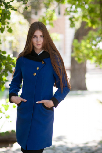 Пальто Изабелла сине-черный кашемир М 0078