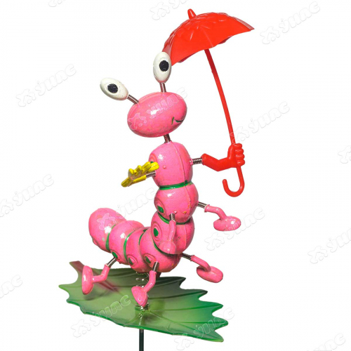 Штекер садовый Гусеница зонтом на листе NA2073 12*13см (280)