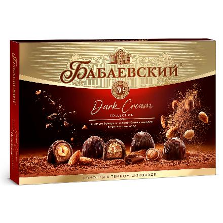 Набор конфет тёмный крем, целый фундук и дробленый миндаль, Бабаевский, 200 гр.