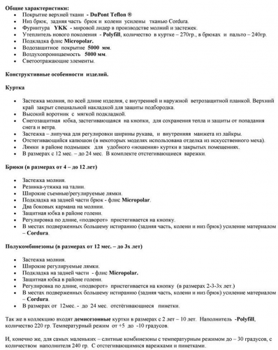 размеры и описание