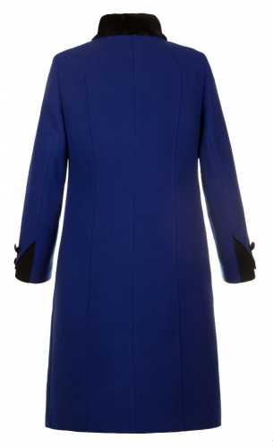 Пальто утепленное Александра синяя кашемир У 0059