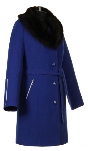 Пальто утепленное Мила синяя кашемир У 0061